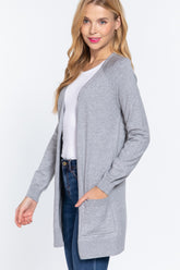 Women's Open Front Long Sleeve Cardigan - Stylish Layering by Active Basic